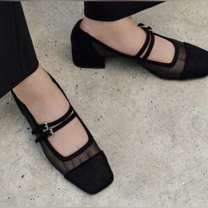 Zara Black Flats with Sheer Detail